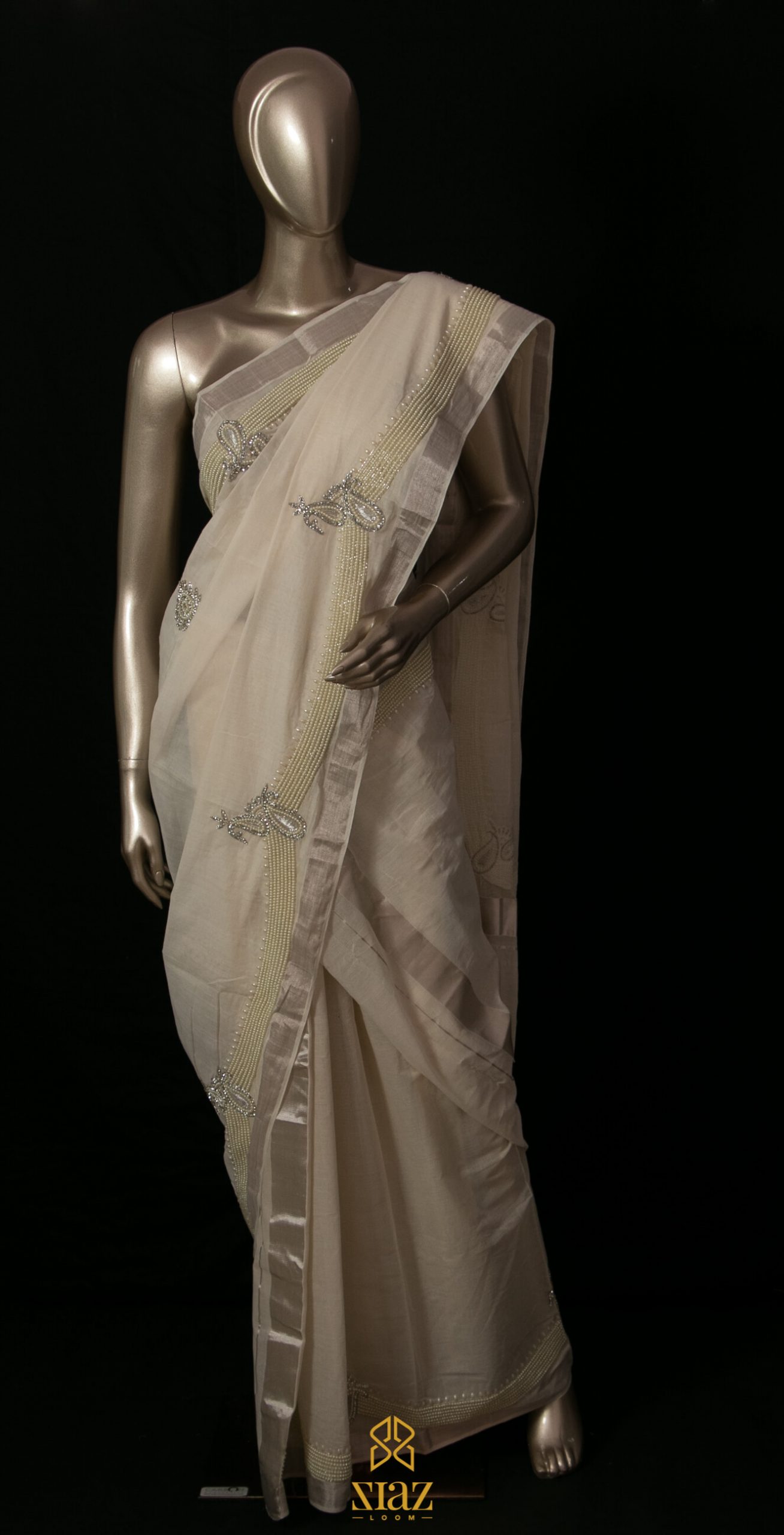 Set Sarees Traditional Set Saree(Green And Silver Border) Fabric:Tissue,  Color:Silver & Green