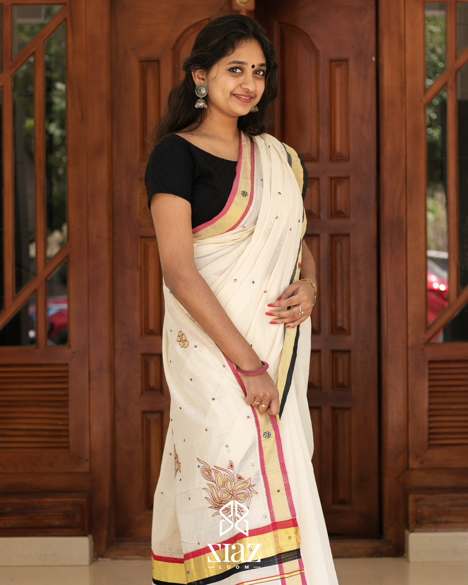 Cream With Floral Designer Kerala Saree. | Jolly Silks - The Destination Of  Silks | Online shopping site - Jolly Silks