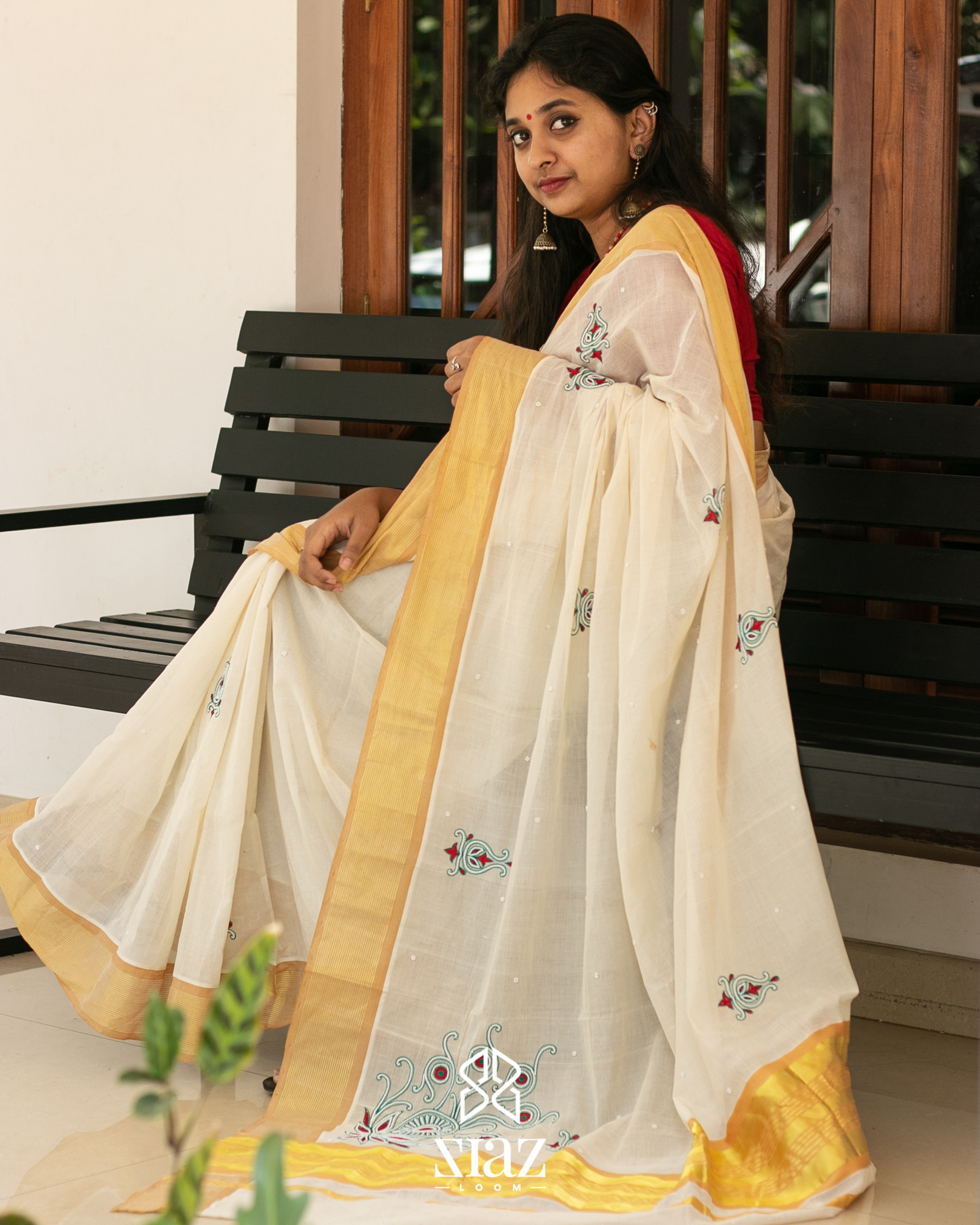 Vibgyor collections-£€Online shopping - Heavy beads and mirror embroidery  work Saree with unstitched blouse material Work on chest, shoulder pleate,  neck and sleeves work (work as in picture) Saree semi raw silk /